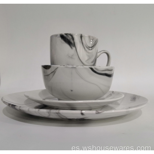 Venta al por mayor Vajilla Plato de mármol conjuntos de vajilla de porcelana